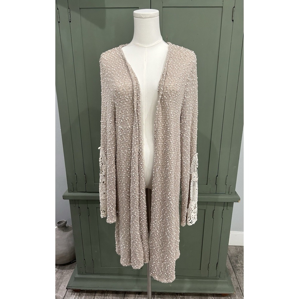 Womens Longline Cardigan Crochet Bell Sleeve 2X‎ 3X Earthy Indie Y2K Boho Fairy